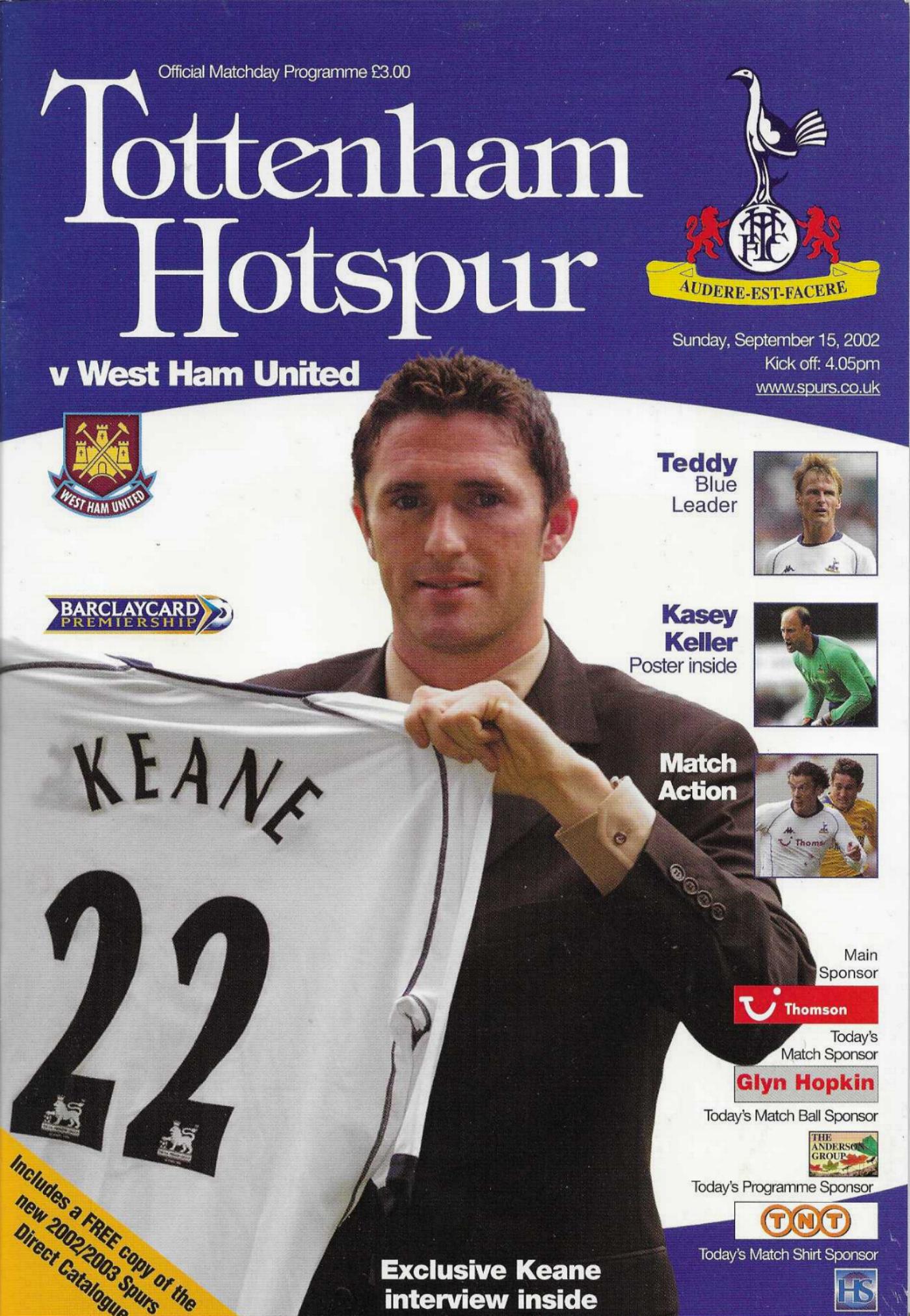 TOTTENHAM HOTSPUR v WEST HAM 2002/03